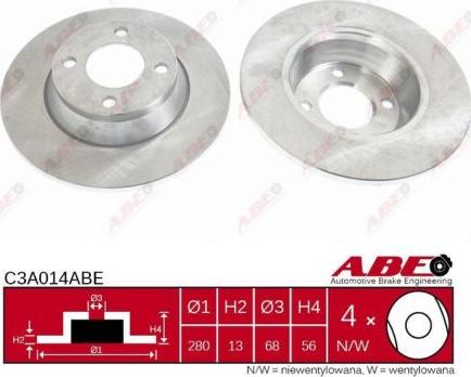 ABE C3A014ABE - Tarcza hamulcowa