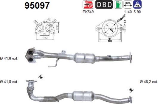 AS 95097 - KATALIZATOR TOYOTA AVENSIS 1.8VVY-I