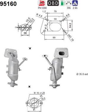 AS 95160 - KATALIZATOR CITROEN C1 II 1.0VTI 108-AYGO EURO 5-6