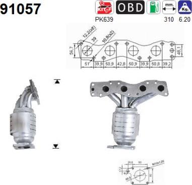 AS 91057 - KATALIZATOR SUBARU IGNIS II 1.3-1.5 EURO 4