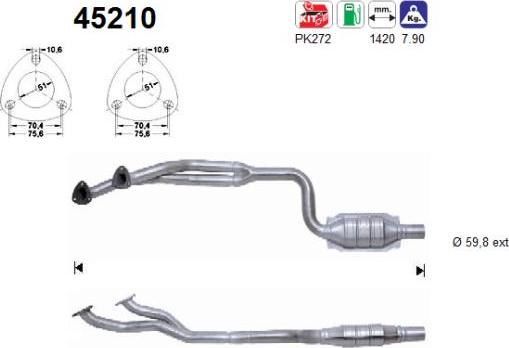 AS 45210 - KATALIZATOR BMW E39 2.0-2.5 EURO 2 EURO 1-2