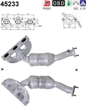 AS 45233 - KATALIZATOR BMW 520I 4-6 CYLINDER