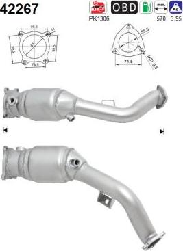 AS 42267 - KATALIZATOR VW 1.8TFSI-2.0TFSI A4-A5-Q5 EURO 4-5