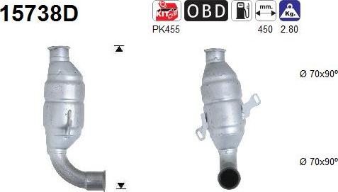 AS 15738D - KATALIZATOR CITROEN C2-C3 1.4HDI EURO 3