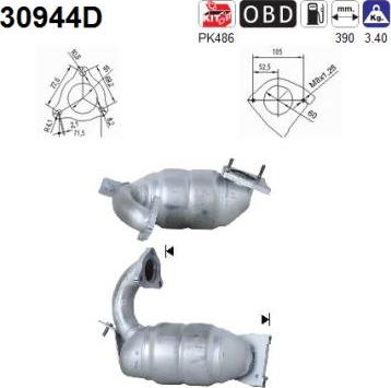 AS 30944D - KATALIZATOR RENAULT LAGUNA II-MEGANE II 1.9DCI 120KM 01- EURO 3