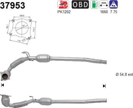 AS 37953 - KATALIZATOR VW PASSAT B6 1.8TSI EURO 4