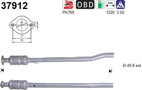 AS 37912 - KATALIZATOR AUDI A3 1.6FSI EURO 4