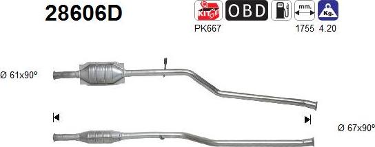 AS 28606D - KATALIZATOR CITROEN BERLINGO 1.9D PARTNER 1.9D EURO 3