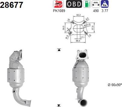 AS 28677 - KATALIZATOR CITROEN 1.2 EURO 5-6