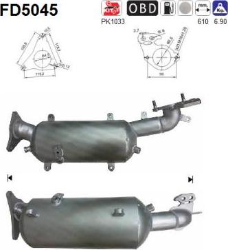 AS FD5045 — Filtr sadzy / filtr cząstek stałych, układ wydechowy