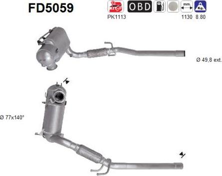 AS FD5059 — Filtr sadzy / filtr cząstek stałych, układ wydechowy