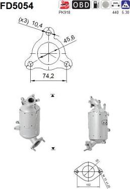 AS FD5054 — Filtr sadzy / filtr cząstek stałych, układ wydechowy