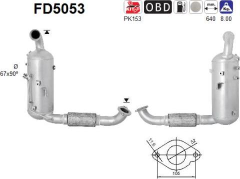 AS FD5053 — Filtr sadzy / filtr cząstek stałych, układ wydechowy