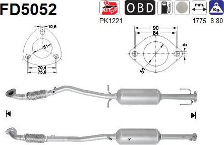 AS FD5052 — Filtr sadzy / filtr cząstek stałych, układ wydechowy