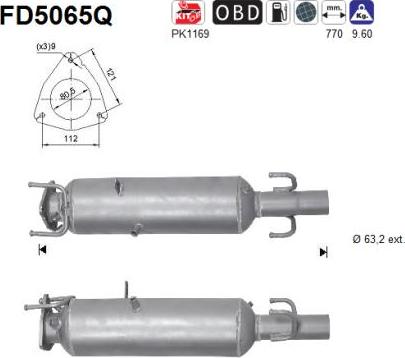 AS FD5065Q — Filtr sadzy / filtr cząstek stałych, układ wydechowy