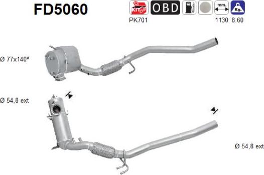AS FD5060 — Filtr sadzy / filtr cząstek stałych, układ wydechowy