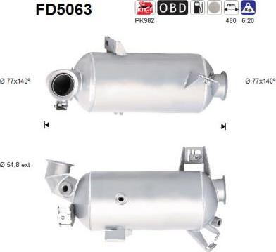 AS FD5063 — Filtr sadzy / filtr cząstek stałych, układ wydechowy