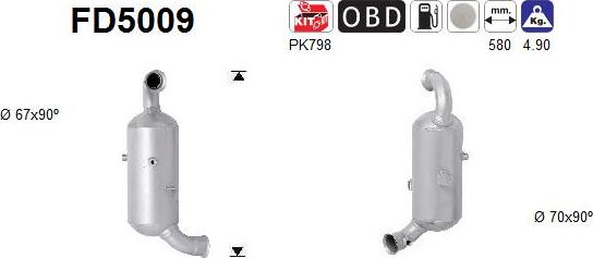 AS FD5009 — Filtr sadzy / filtr cząstek stałych, układ wydechowy