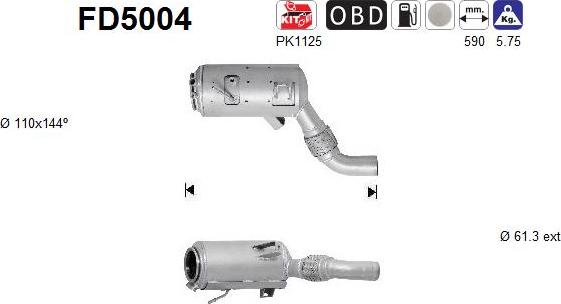 AS FD5004 — Filtr sadzy / filtr cząstek stałych, układ wydechowy