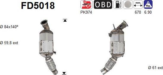 AS FD5018 — Filtr sadzy / filtr cząstek stałych, układ wydechowy