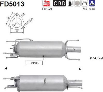 AS FD5013 — Filtr sadzy / filtr cząstek stałych, układ wydechowy