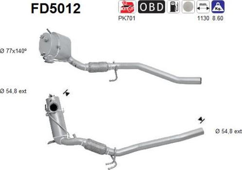 AS FD5012 — Filtr sadzy / filtr cząstek stałych, układ wydechowy
