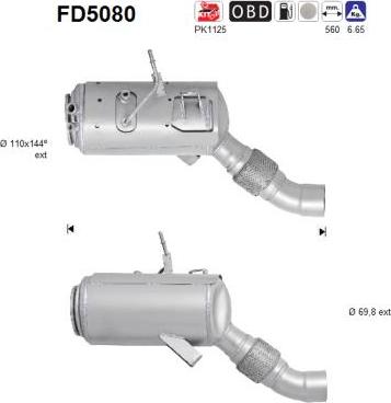 AS FD5080 — Filtr sadzy / filtr cząstek stałych, układ wydechowy