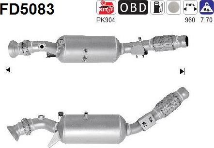 AS FD5083 — Filtr sadzy / filtr cząstek stałych, układ wydechowy