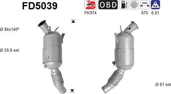 AS FD5039 — Filtr sadzy / filtr cząstek stałych, układ wydechowy