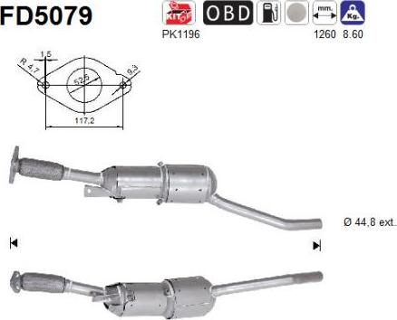 AS FD5079 — Filtr sadzy / filtr cząstek stałych, układ wydechowy