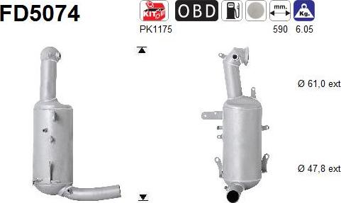 AS FD5074 — Filtr sadzy / filtr cząstek stałych, układ wydechowy