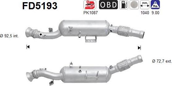 AS FD5193 — Filtr sadzy / filtr cząstek stałych, układ wydechowy
