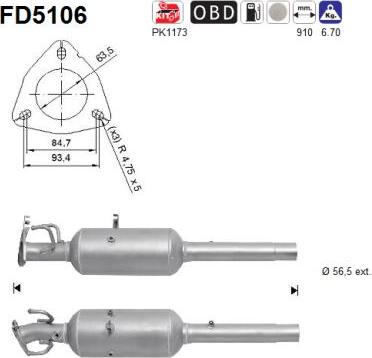 AS FD5106 — Filtr sadzy / filtr cząstek stałych, układ wydechowy