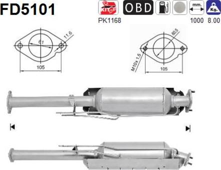 AS FD5101 — Filtr sadzy / filtr cząstek stałych, układ wydechowy
