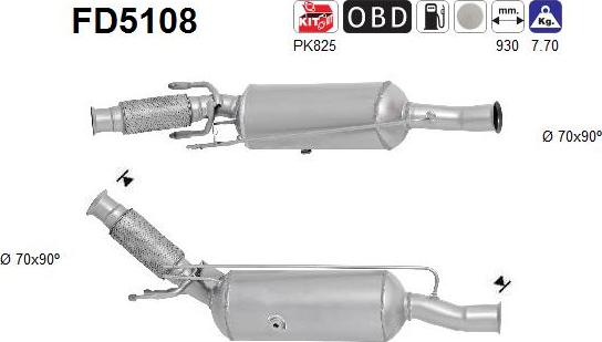 AS FD5108 — Filtr sadzy / filtr cząstek stałych, układ wydechowy