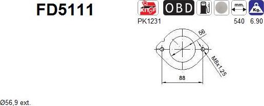 AS FD5111 — Filtr sadzy / filtr cząstek stałych, układ wydechowy