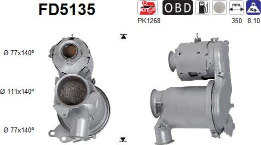 AS FD5135 — Filtr sadzy / filtr cząstek stałych, układ wydechowy
