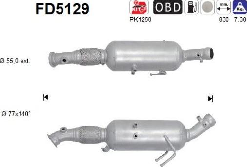 AS FD5129 — Filtr sadzy / filtr cząstek stałych, układ wydechowy