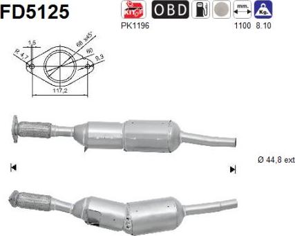 AS FD5125 — Filtr sadzy / filtr cząstek stałych, układ wydechowy