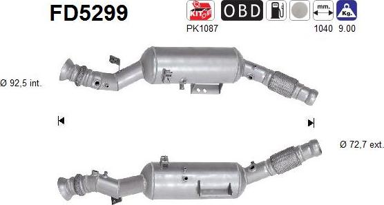 AS FD5299 — Filtr sadzy / filtr cząstek stałych, układ wydechowy