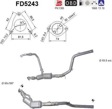 AS FD5243 — Filtr sadzy / filtr cząstek stałych, układ wydechowy