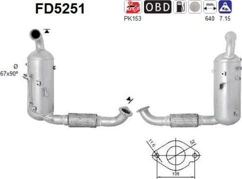 AS FD5251 — Filtr sadzy / filtr cząstek stałych, układ wydechowy