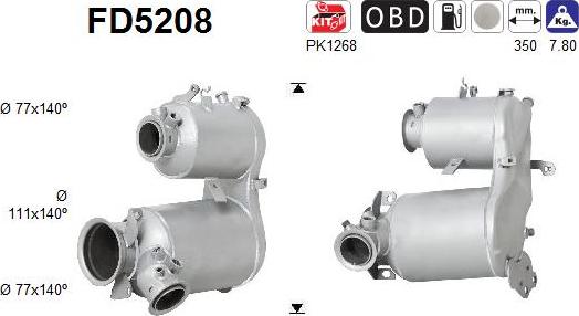 AS FD5208 — Filtr sadzy / filtr cząstek stałych, układ wydechowy