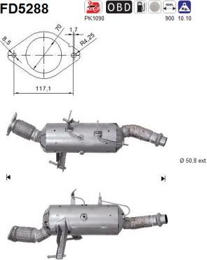 AS FD5288 — Filtr sadzy / filtr cząstek stałych, układ wydechowy