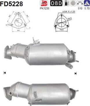 AS FD5228 — Filtr sadzy / filtr cząstek stałych, układ wydechowy
