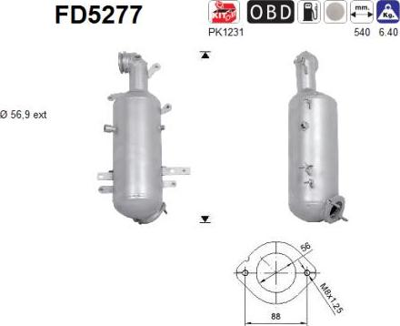 AS FD5277 — Filtr sadzy / filtr cząstek stałych, układ wydechowy