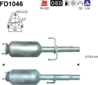 AS FD1046 — Filtr sadzy / filtr cząstek stałych, układ wydechowy