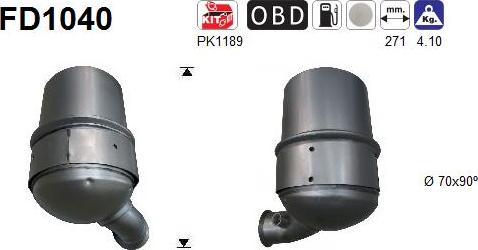 AS FD1040 — Filtr sadzy / filtr cząstek stałych, układ wydechowy
