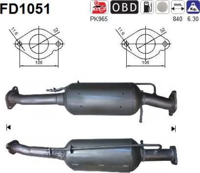 AS FD1051 — Filtr sadzy / filtr cząstek stałych, układ wydechowy