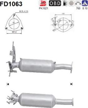 AS FD1063 — Filtr sadzy / filtr cząstek stałych, układ wydechowy
